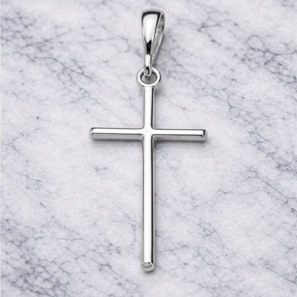 925 Sterling Silver Cross Pendant Minimalist Religious Solid Silver Unisex Charm